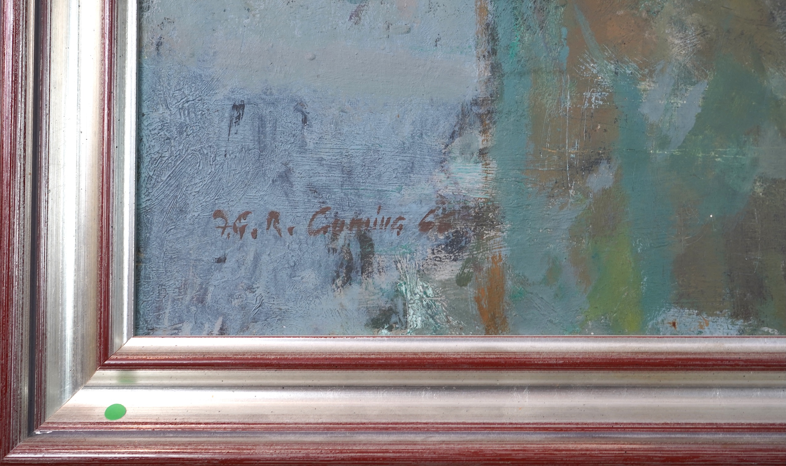 Fred Cuming RA, 1930-2022, Cannons on the Embankment, with Tower Bridge beyond